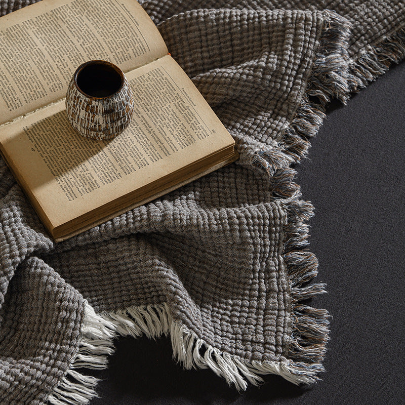 Sofia Blanket | Cotton and Linen Tassel Throw | Modern and Minimalist
