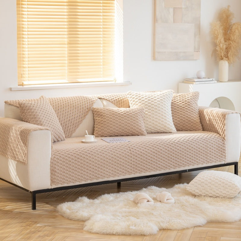 Sofa Cushion Cover | Cozy Winter Plush Sofa Cover | Thick & Non-Slip