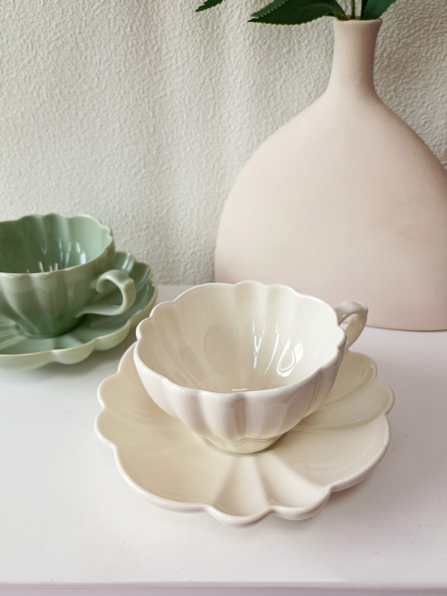 Vintage Ceramic Coffee Set Lotus | 190ml | Japanese Style