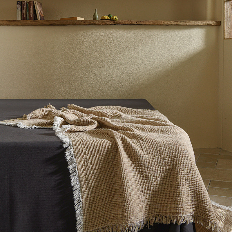 Sofia Blanket | Cotton and Linen Tassel Throw | Modern and Minimalist