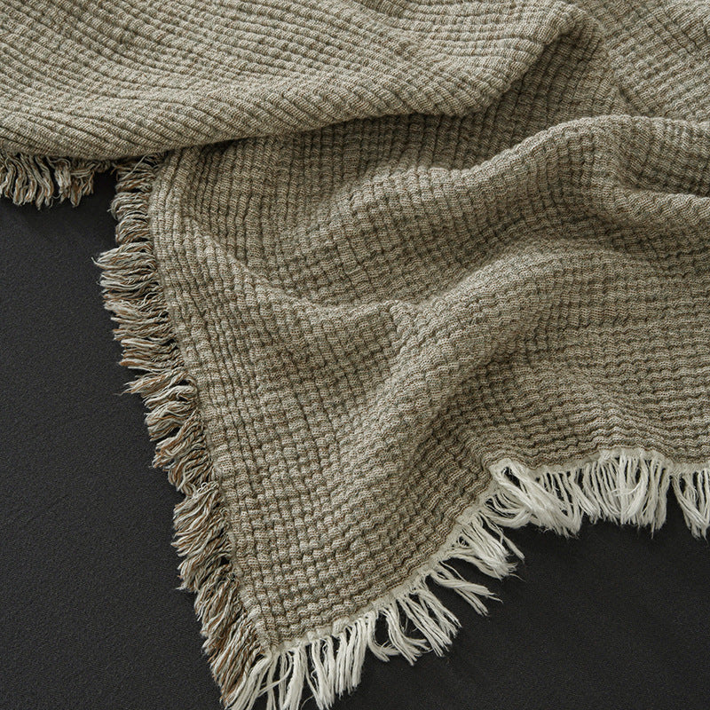 Sofia Blanket | Cotton and Linen Tassel Throw | Modern and Minimalist
