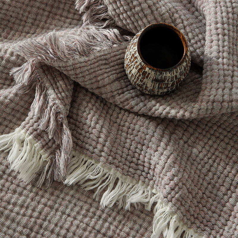 Sofia Blanket | Cotton and Linen Tassel Throw | Modern and Minimalist