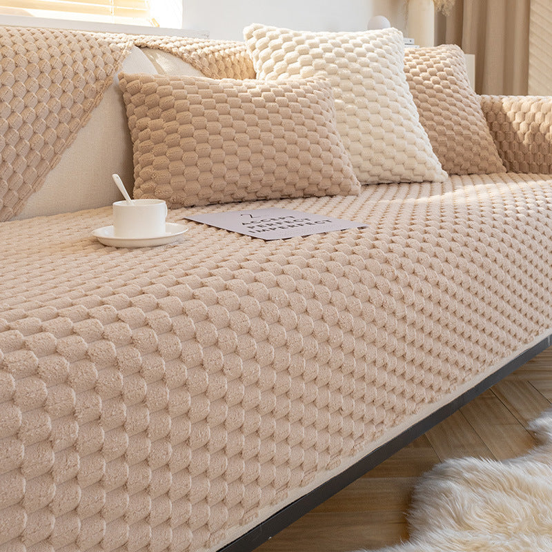 Sofa Cushion Cover | Cozy Winter Plush Sofa Cover | Thick & Non-Slip
