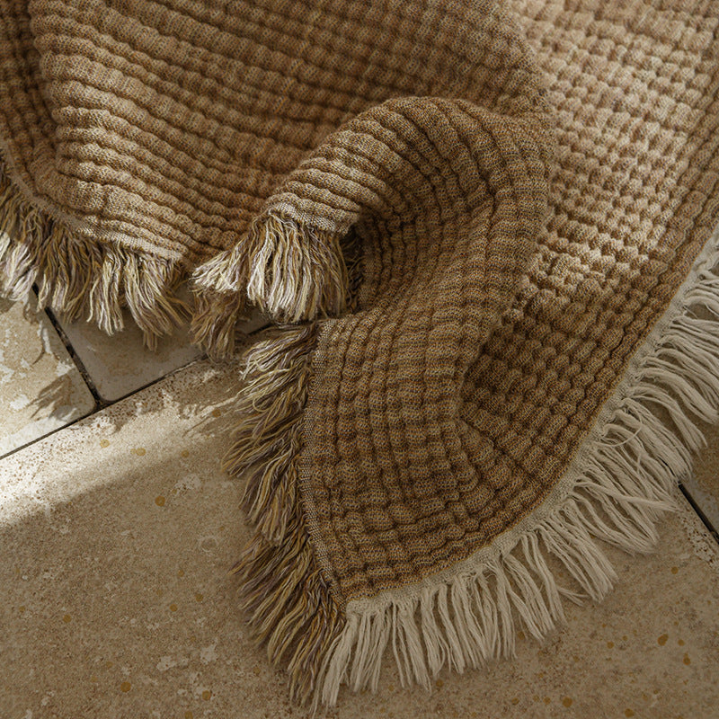 Sofia Blanket | Cotton and Linen Tassel Throw | Modern and Minimalist