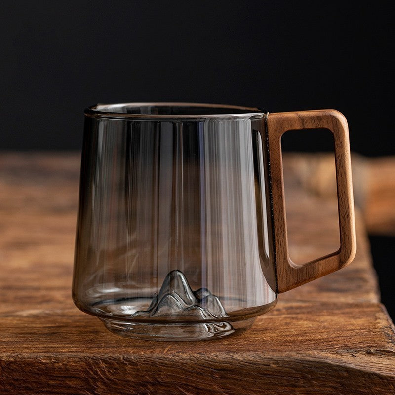 Kiruna Glass Cup with Wooden Handle | Tea Mug