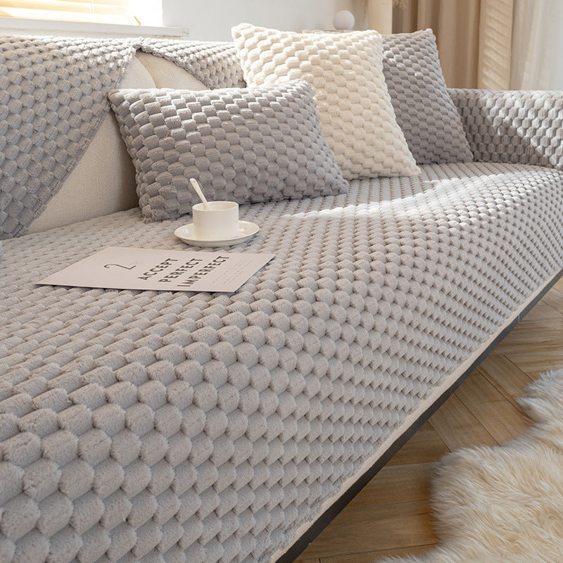 Sofa Cushion Cover | Cozy Winter Plush Sofa Cover | Thick & Non-Slip