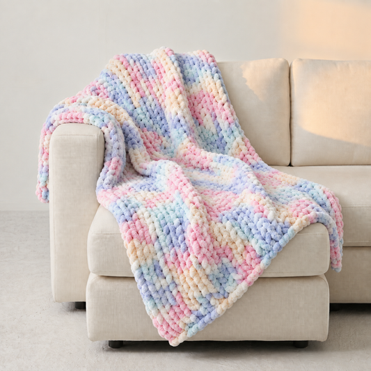 Handmade Chunky Knit Throw - Marshmallow