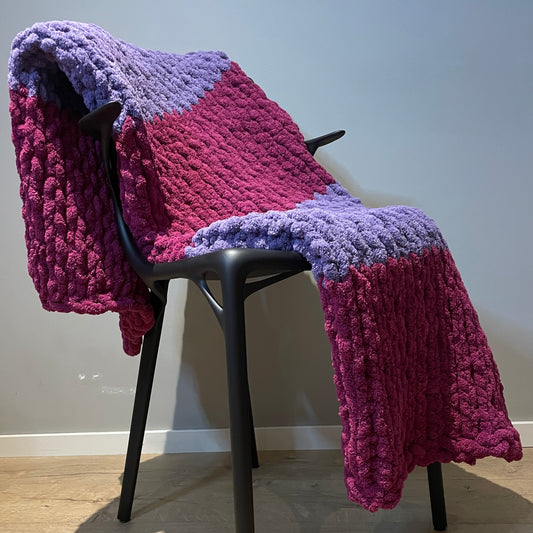 Tuscany Chunky Knit Blanket 150x90cm Handmade Purple