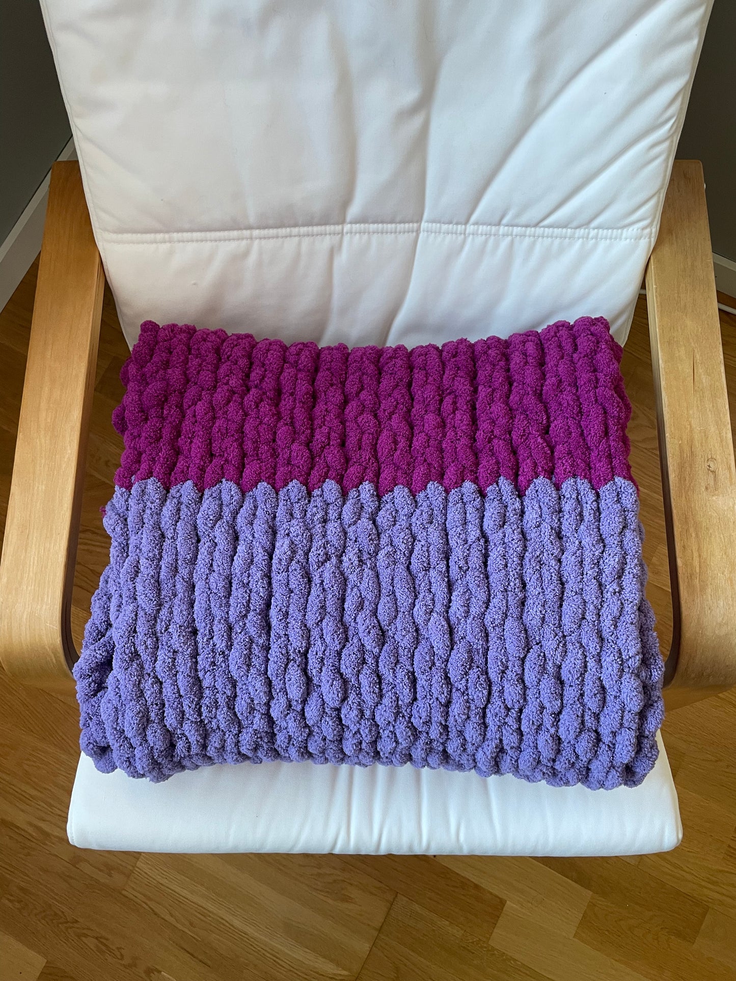 Tuscany Chunky Knit Blanket 150x90cm Handmade Purple