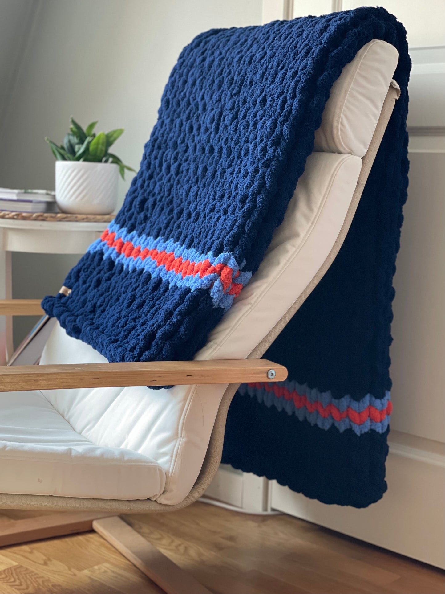 Roma Chunky Knit Blanket 150x90cm | Handmade Blue | Mysiga Style