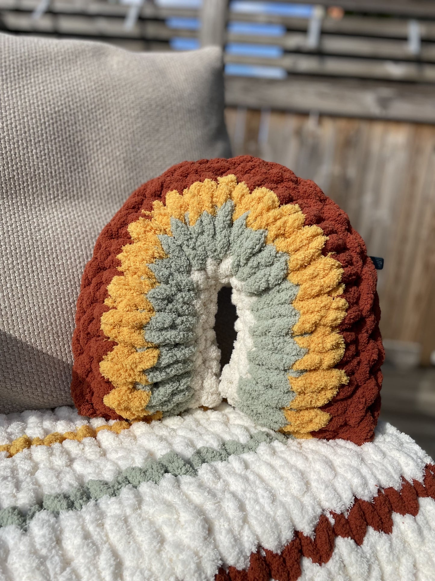 Siri Chunky Knit Rainbow Pillow Handmade 30x30 cm