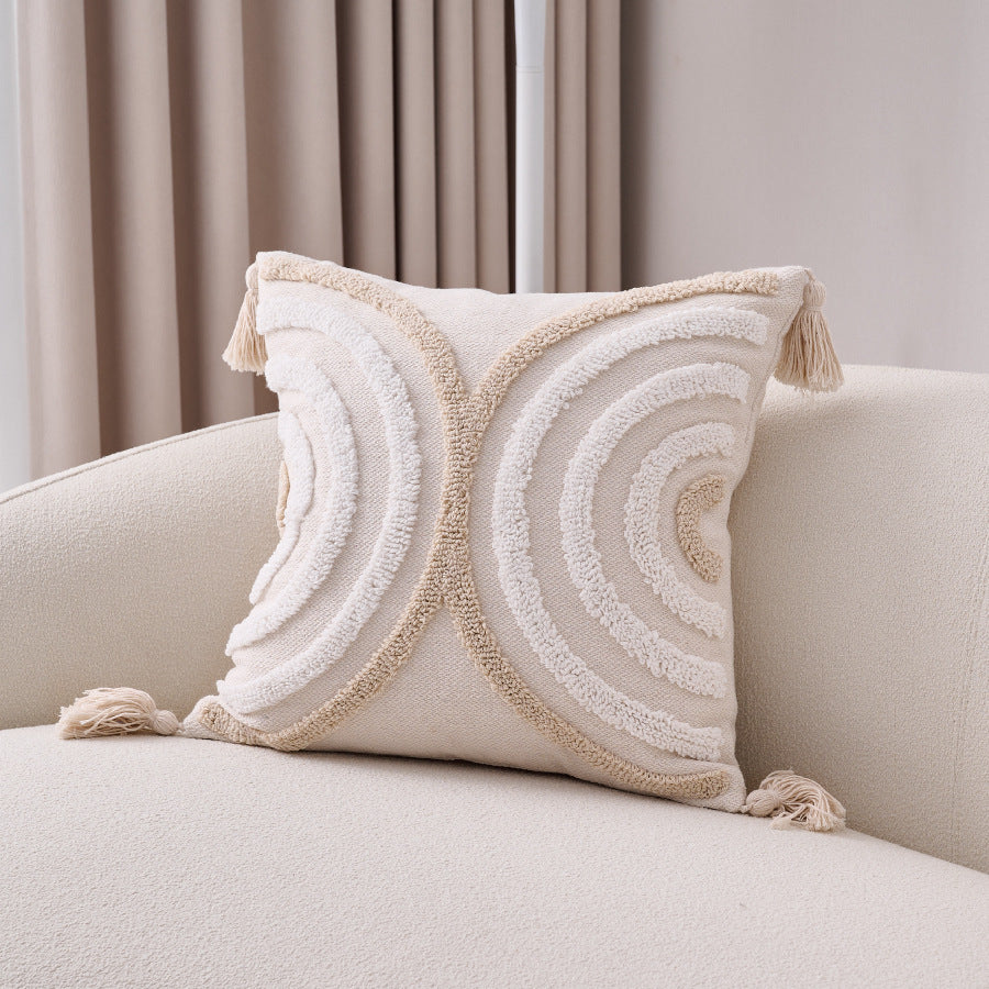 Cotton Linen Bohemian Tassel Pillow Cover 45x45cm Boho Style