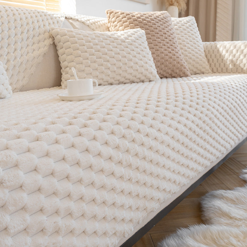 Sofa Cushion Cover | Cozy Winter Plush Sofa Cover | Thick & Non-Slip