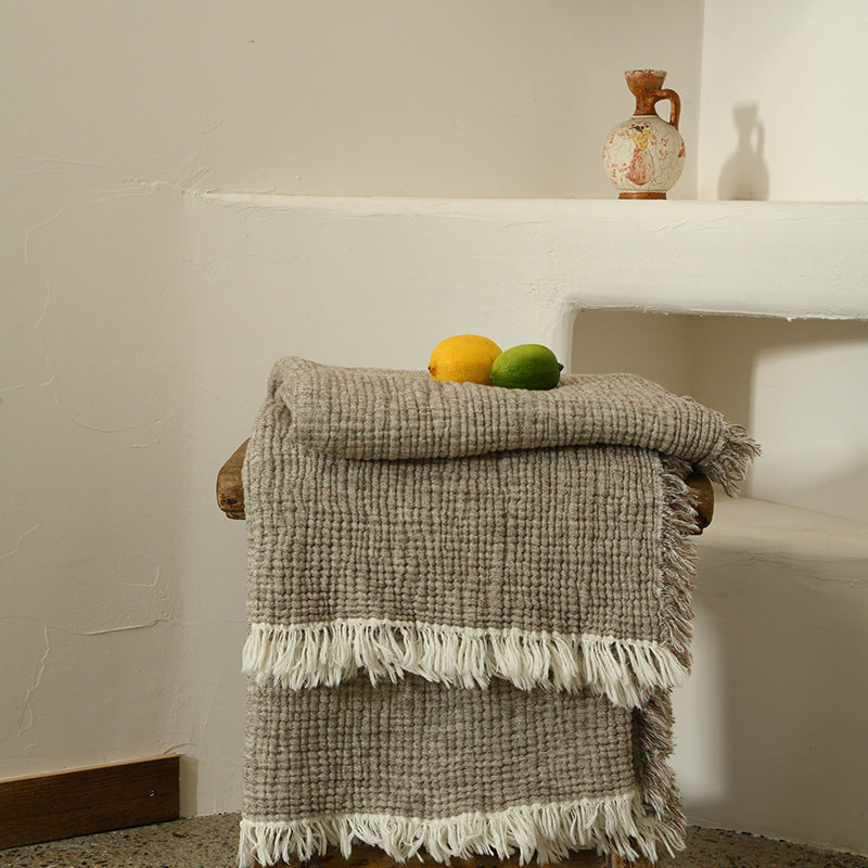 Sofia Blanket | Cotton and Linen Tassel Throw | Modern and Minimalist