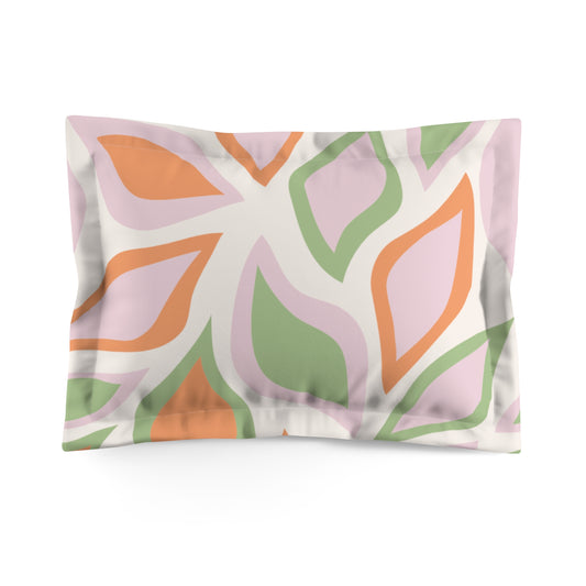 Floral Leaf Pattern Pillow Cover | Pastel Microfiber Pillowcase