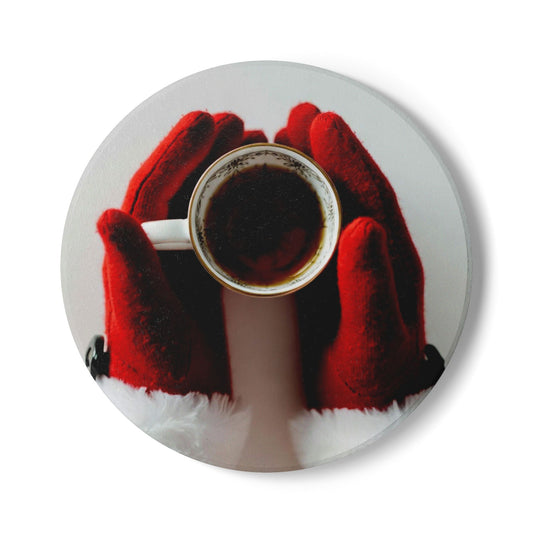 Santa Ceramic Coaster | Cozy Holiday Coffee Cup Cork Back