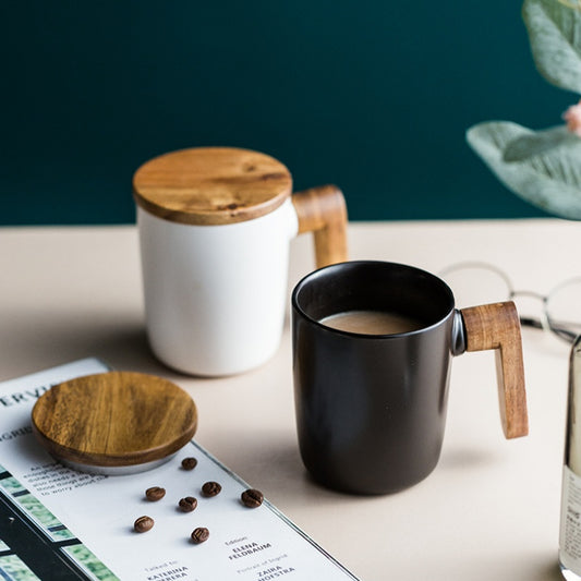 Tokyo Modern Mug | Ceramic & Acacia Wood Handle | Minimalist Japanese Design