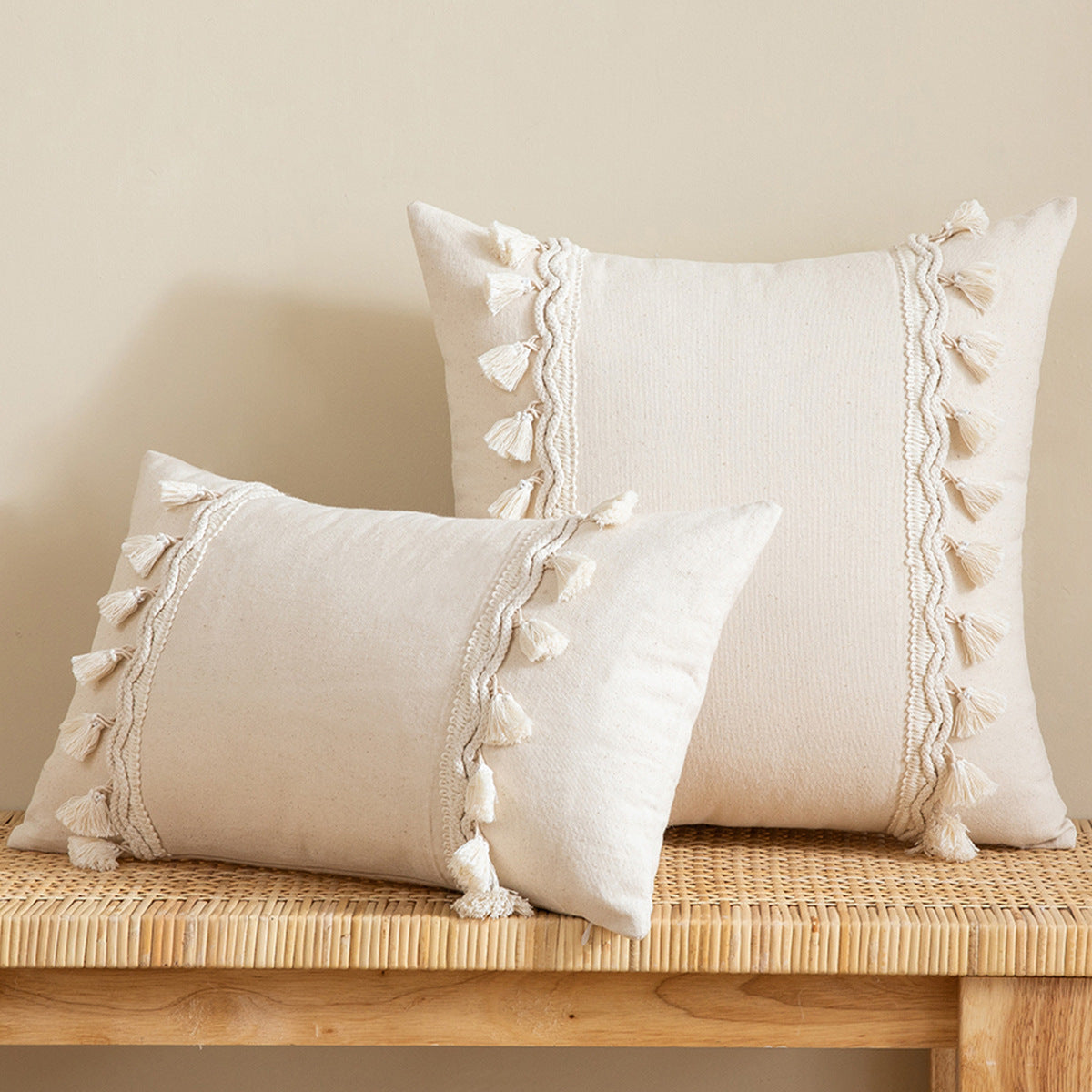 Rocío Cushion Cover | Cotton Fabric with Tassels & Fringe