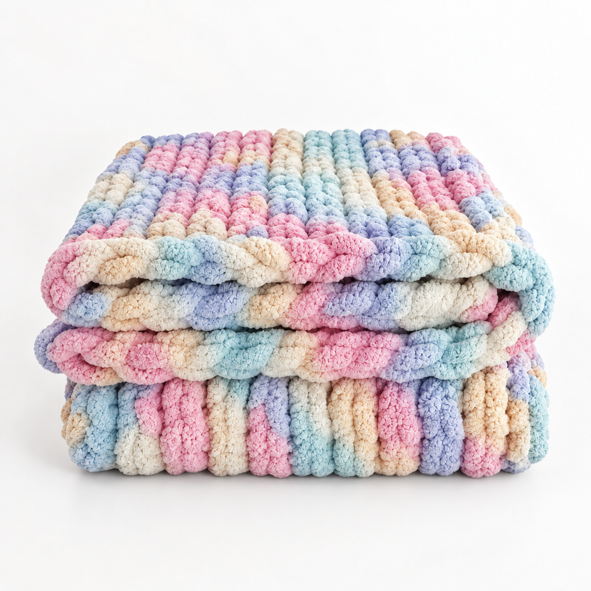 Handgjord Grovstickad Pläd - Marshmallow