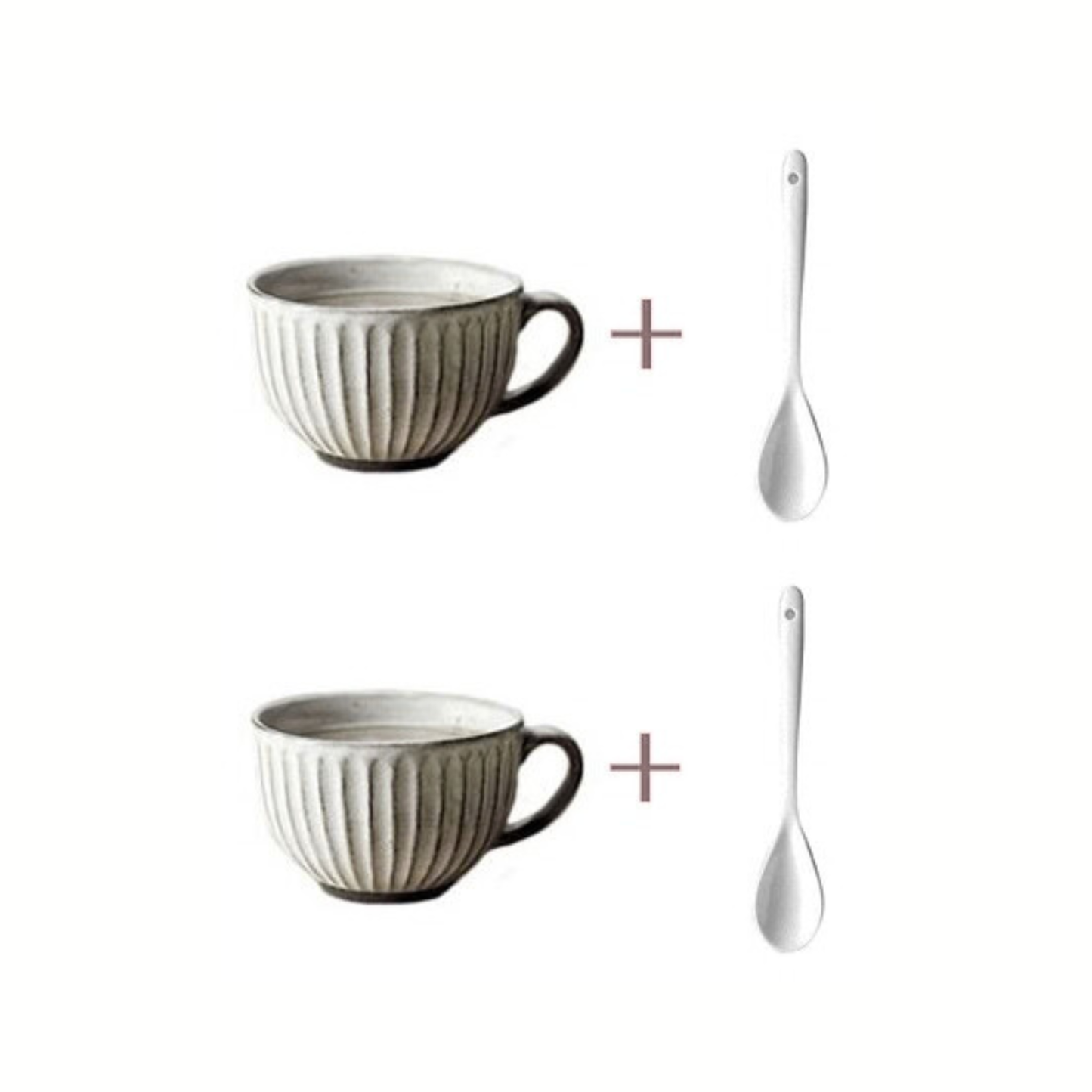 Kamila Ceramic Mug with Spoon – 350ml Minimalist Coffee & Tea Cup