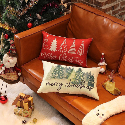 Christmas Linen Pillow Cover | Solid Color 30×50cm