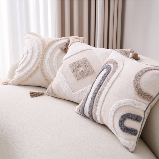 Cotton Linen Bohemian Tassel Pillow Cover 45x45cm Boho Style