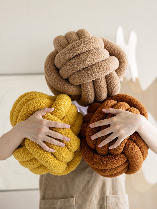 Polly Knot Pillow Ball | Handmade Bouclé Decorative Cushion