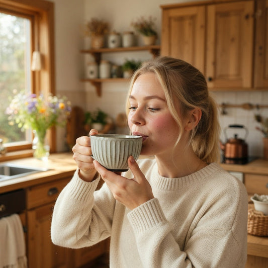 Kamila Ceramic Mug with Spoon – 350ml Minimalist Coffee & Tea Cup