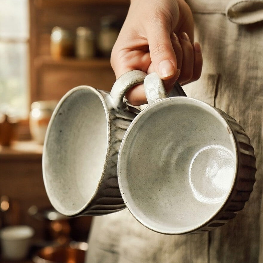 Kamila Ceramic Mug with Spoon – 350ml Minimalist Coffee & Tea Cup