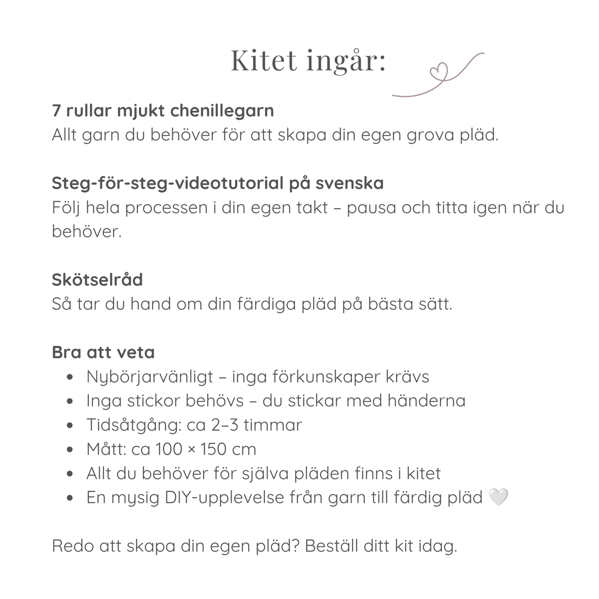 DIY-kit med videotutorial | Grovstickad pläd