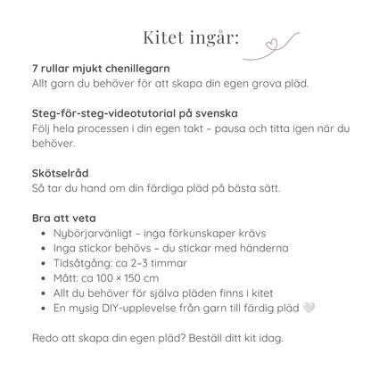 DIY-kit med videotutorial | Grovstickad pläd